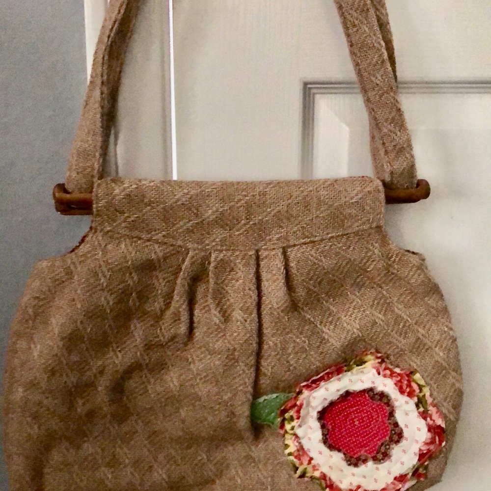Handcrafted Beige Floral Women's Bag/Diaper bag-vintage/boho/hippie